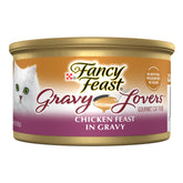 Fancy Feast Gravy Lovers Chicken Feast grilled texture close-up for gourmet appeal.