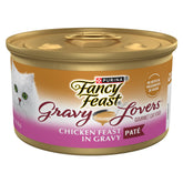 Fancy Feast Gravy Lovers chicken pâté in gravy close-up, smooth texture for a satisfying cat meal
