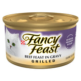 Fancy Feast Grilled Beef Feast in Gravy: beef pieces in savory gravy for cats.
