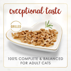 Fancy Feast Grilled beef-liver meat chunks close-up: tender bites your cat may enjoy.