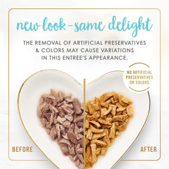 Fancy Feast grilled tuna feast cans showing tender tuna pieces in rich gravy for cats.