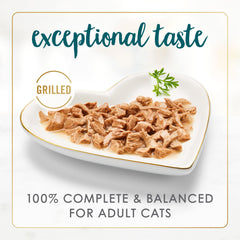 Fancy Feast Grilled Turkey Chunks in Gravy served in a bowl, easy serving.