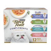 Fancy Feast lickable appetizers salmon bites in delicate broth for gourmet cat toppers.