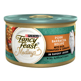 Fancy Feast Medleys Pork Barbacoa 3 oz can pack; rich pork and vegetables for adult cat meals