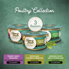 Savory gravy shown on Fancy Feast Medleys for added palatability.