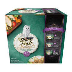 Fancy Feast Medleys Poultry Collection variety pack can with real chicken and turkey flavors.