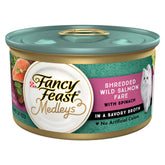 Fancy Feast Medleys Wild Salmon Fare can with real salmon and spinach in savory broth