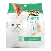 Fancy Feast natural hand-selected chicken treats in a 5-10 count pouch, a simple cat snack.