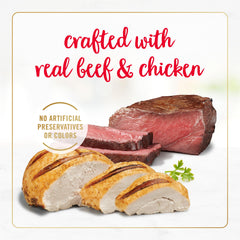 Label showing no artificial colors or preservatives on Fancy Feast can.