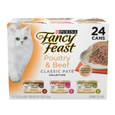 Fancy Feast 24-can pack for convenient daily meals for adult cats.