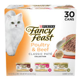 Fancy Feast Poultry and Beef Classic Pate Collection front pack for rotating meals and variety.