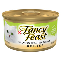 Fancy Feast salmon chunks grilled for a protein-rich meal.