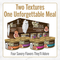 Fancy Feast Savory Centers tuna pate with gravy center, ideal for variety-loving cats.