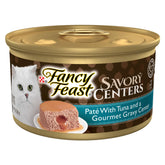 Fancy Feast Savory Centers tuna pate with gravy center, dual-texture delight.