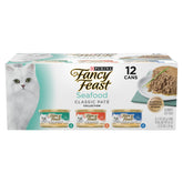 Fancy Feast Seafood Classic Pate pack of cans showing variety for tempting mealtime options