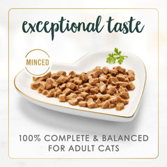Fancy Feast senior 7+ nutrition highlights for mature felines.