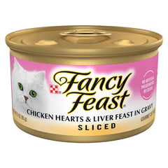 Fancy Feast sliced chicken hearts and liver feast cans, 24-pack, 3 oz portions for adults