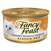Fancy Feast tender-chicken-liver-feast-pate-can highlights premium ingredients for a satisfying meal.