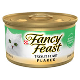 Fancy Feast Trout Feast close-up showing flaked texture for cat palatability.