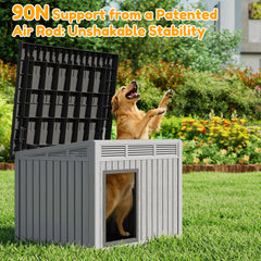 Fancyango large dog house interior space, roomy design for dogs to stand and rest.