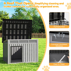 Fancyango large dog house ventilation panels, promote airflow while keeping rain out.