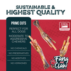 Fang and Claw air-dried chicken feet close-up showing natural texture for safe chewing.