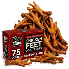 Fang and Claw bulk pack of 75 nail-free chicken feet, ideal for training rewards.