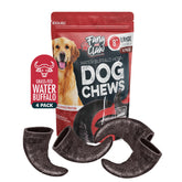 Fang and Claw water buffalo horn chew large 8in pack cover image, durable for strong chewers.
