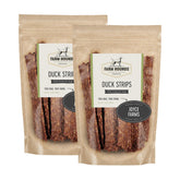 Farm Hounds Duck Strips bag front showing two 4.5 oz packs for training rewards
