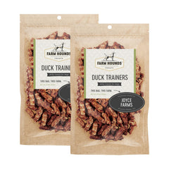 Farm Hounds Duck Trainers pack closeup, bite-sized training jerky for rewards