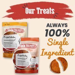 Farm To Pet chicken chip closeup; crunchy texture for training rewards