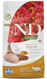 Farmina Skin & Coat Quail kibble in a bowl highlighting protein-rich nourishment for coat health