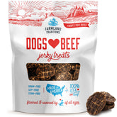 Farmland Traditions beef jerky dog treats showcasing simple ingredients and training use.