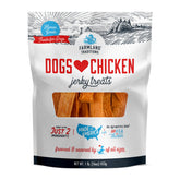 Farmland Traditions chicken jerky bag front view, ideal for daily dog rewards.