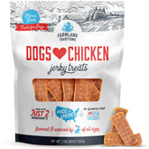 Farmland Traditions Dog Jerky pack shows USA-raised chicken for training rewards