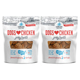 Farmland Traditions Dogs Love Chicken Jerky packaging highlights premium USA-sourced ingredients.