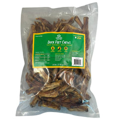 Farmland Traditions Duck Feet dog chew pack shows a simple, single-ingredient treat for dental care.