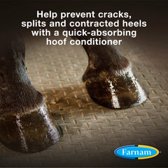 Farnam Horseshoer’s Secret hoof oil closeup shows rich conditioning for dry hooves