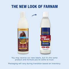 Farnam Laser Sheen mane and tail detangler eases brushing and adds shine.