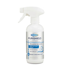 Farnam Purishield Fast-Acting Spray bottle shown for quick wound cleansing and protection.