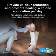 Farnam Purishield Fast-Acting Spray applied to a wound with no sting.