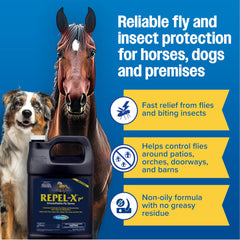 Farnam Repel-X pe applied to dog coat to deter biting insects.