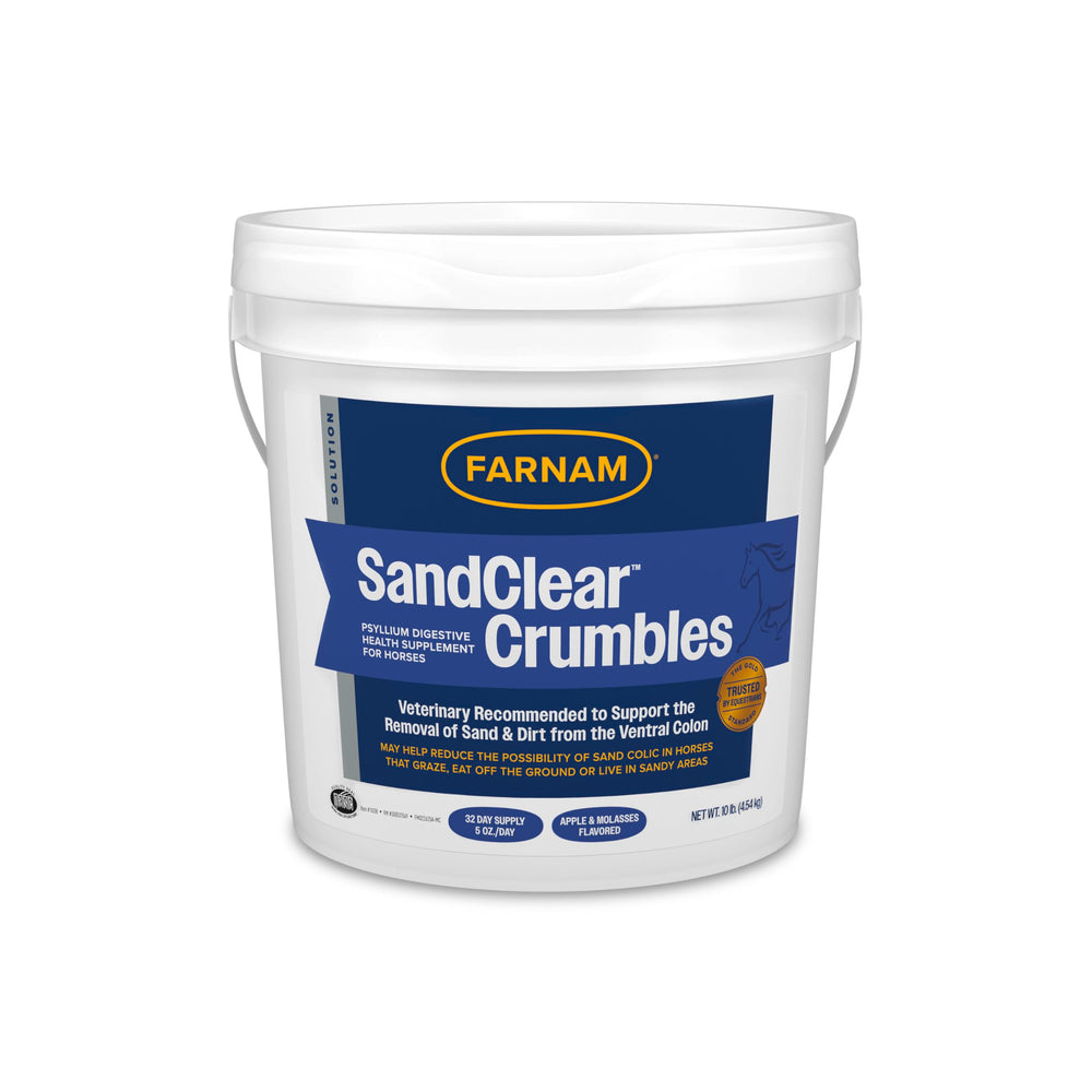 Farnam SandClear Crumbles bottle with apple flavor for easy dosing