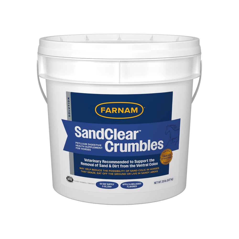 Farnam SandClear Crumbles tub for easy administration and palatable sand reduction.