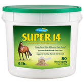 Farnam Super 14 bottle front with label, signaling skin and coat support.