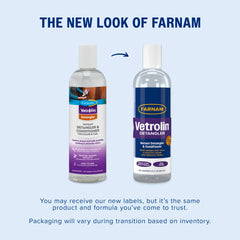 Farnam Vetrolin after-use shine on horse hair for a glossy tail