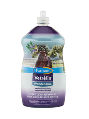 Farnam Vetrolin Wonder Blue shampoo bottle for easy grip during grooming sessions