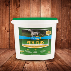 Close-up of Vita Plus pellets highlighting palatable texture for daily feeding.