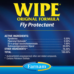 Farnam Wipe Original applied on horse face for targeted protection