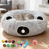 Fayavoo 4-Holes cat tunnel bed front view with four entrances for multiple cats